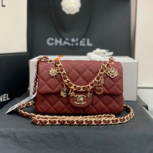 CHANEL flap bag red AS2326 10