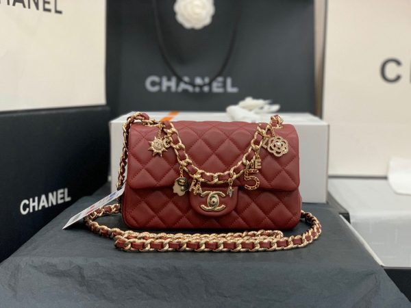 CHANEL flap bag red AS2326 3