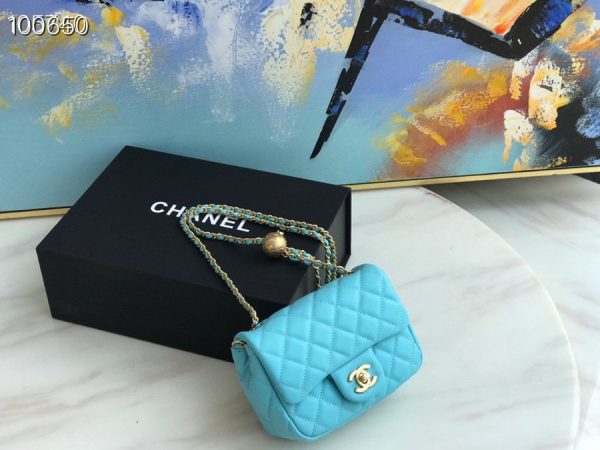 Chanel Runway blue Square Mini Flap Pearl Crush Bag 2