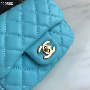 Chanel Runway blue Square Mini Flap Pearl Crush Bag 8