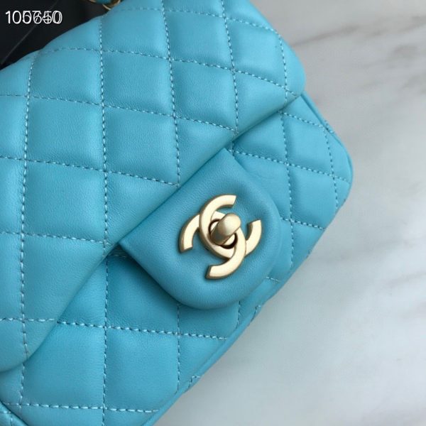 Chanel Runway blue Square Mini Flap Pearl Crush Bag 3