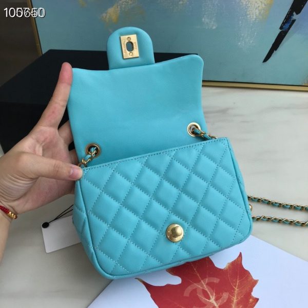 Chanel Runway blue Square Mini Flap Pearl Crush Bag 4