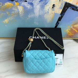 Chanel Runway blue Square Mini Flap Pearl Crush Bag 11