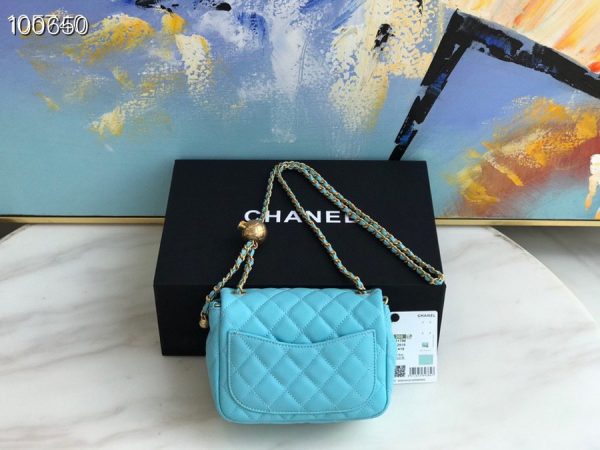 Chanel Runway blue Square Mini Flap Pearl Crush Bag 6