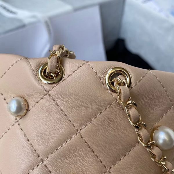 Chanel mini drawstring bag Apricot AS2518 7