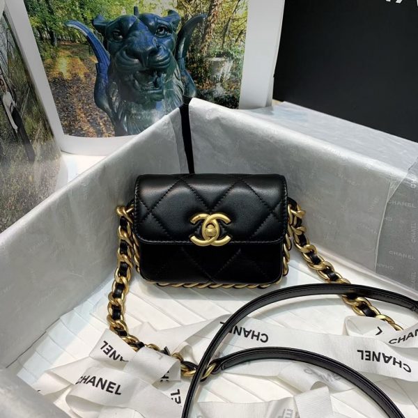 Chanel✔️Chain flap coin purse AS3276 black 1