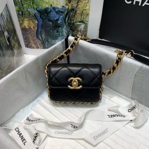 Chanel✔️Chain flap coin purse AS3276 black 15