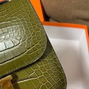 Hermes Flight Attendant size 18 dark olive green Bag 13