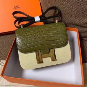 Hermes Flight Attendant size 18 dark olive green Bag 17