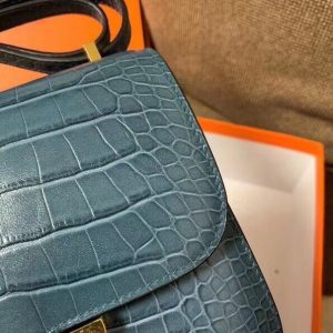 Hermes Flight Attendant size 18 denim blue Bag 13