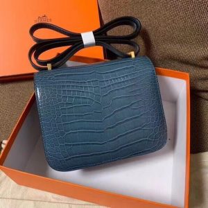 Hermes Flight Attendant size 18 denim blue Bag 14