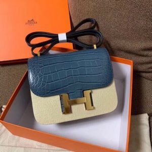 Hermes Flight Attendant size 18 denim blue Bag 15