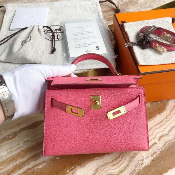 Hermes Kelly Mini II 19 Chevre pink Bag 6