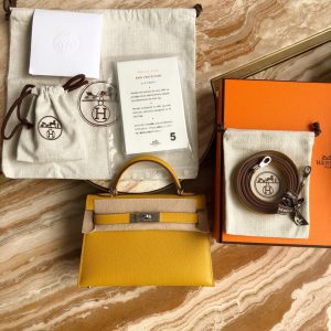 Hermes Kelly Mini II 19 Epsom amber yellow Bag 13