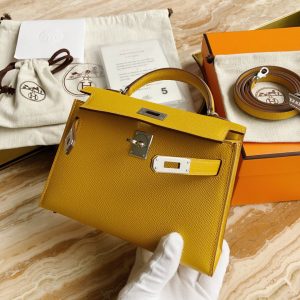 Hermes Kelly Mini II 19 Epsom amber yellow Bag 15