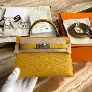 Hermes Kelly Mini II 19 Epsom amber yellow Bag 19