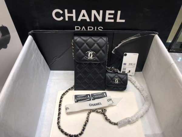 chanel phonebag and airpods/smallerbag belt bag sling BLACK 1