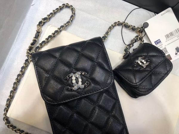 chanel phonebag and airpods/smallerbag belt bag sling BLACK 3