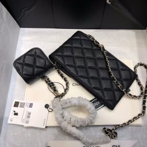 chanel phonebag and airpods/smallerbag belt bag sling BLACK 13