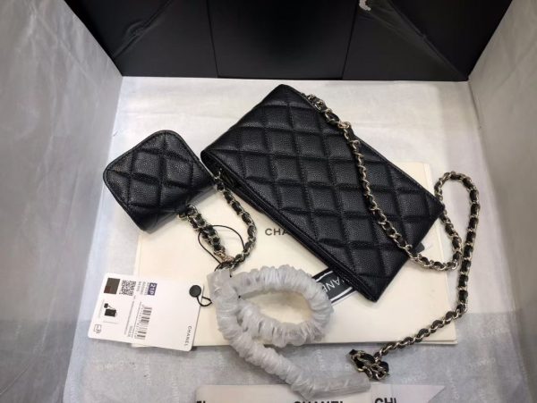 chanel phonebag and airpods/smallerbag belt bag sling BLACK 7