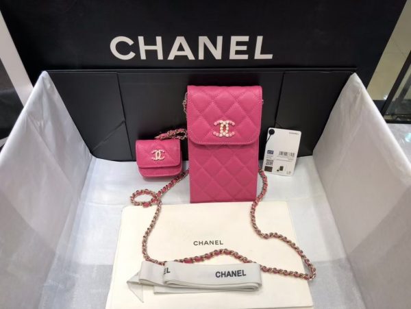 chanel phonebag and airpods/smallerbag belt bag sling PINK 2