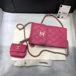 chanel phonebag and airpods/smallerbag belt bag sling PINK 9