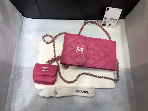 chanel phonebag and airpods/smallerbag belt bag sling PINK 3