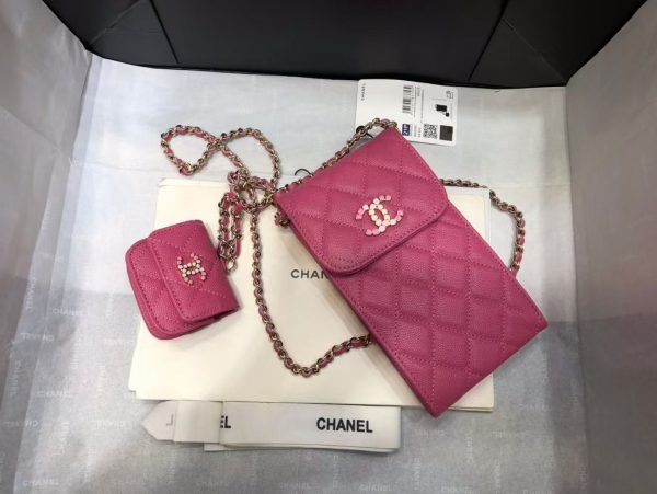 chanel phonebag and airpods/smallerbag belt bag sling PINK 1