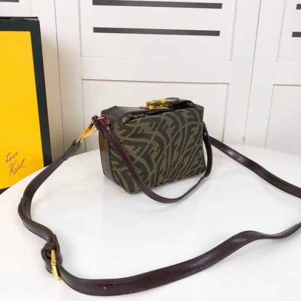 FENDI Brown leather small lunch box mini bag 6