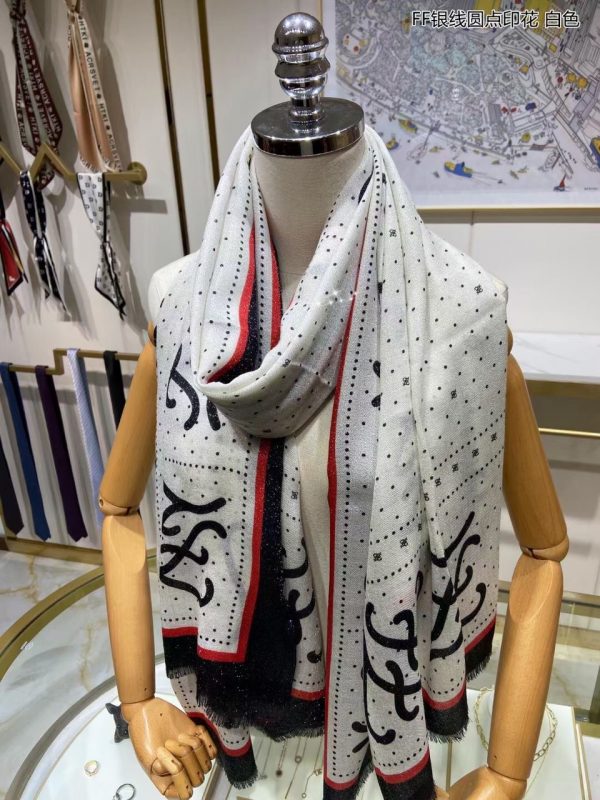 FENDI FF SILVER THREAD DOT PRINTING SCARF 3