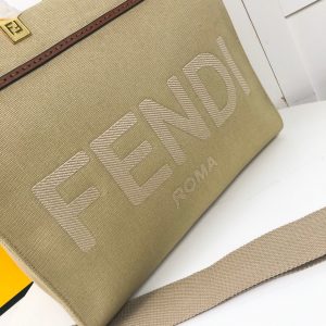 FENDI Sunshine medium leather-trimmed appliquéd canvas tote 11