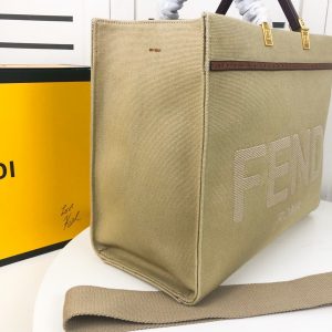 FENDI Sunshine medium leather-trimmed appliquéd canvas tote 12