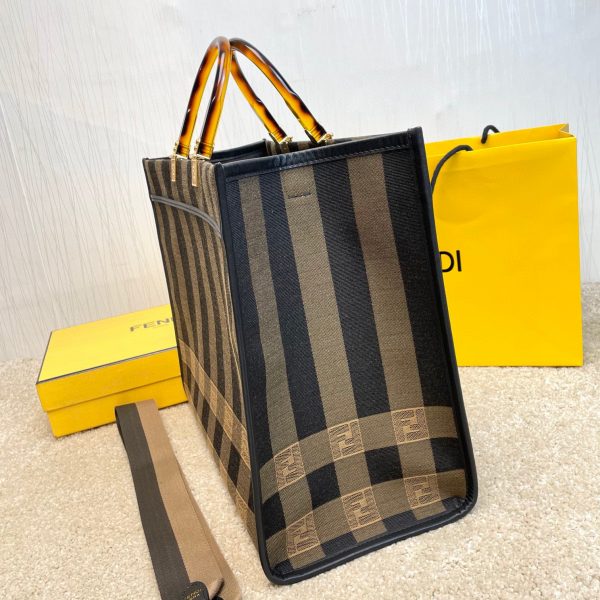 FENDI striped fabric shopping bag 2