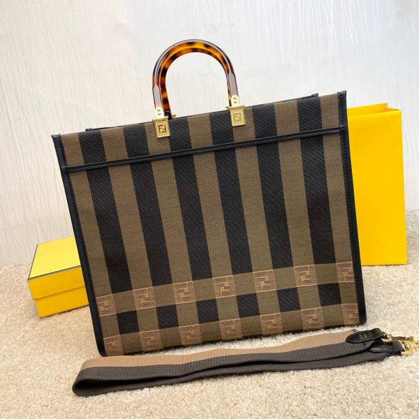 FENDI striped fabric shopping bag 1