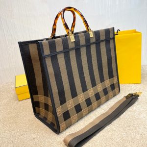 FENDI striped fabric shopping bag 12