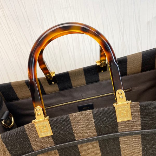 FENDI striped fabric shopping bag 6