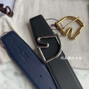 HERMES-BOUCLE DE CEINTURE TETE DE CHEVAL & CUIR DE CEINTURE REVERSIBLE 38MM black blue Belts 15