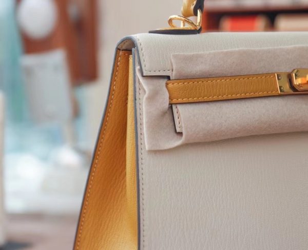 HERMES Kelly28 goatskin milkshake 4