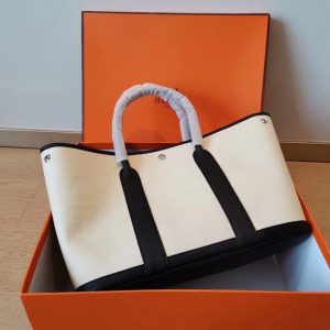 Hermes Garden Party size 36 white x striped black Bag 13