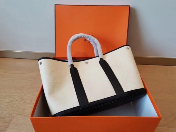 Hermes Garden Party size 36 white x striped black Bag 5