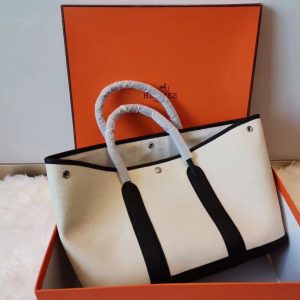 Hermes Garden Party size 36 white x striped black Bag 14