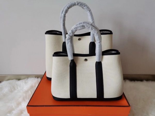 Hermes Garden Party size 36 white x striped black Bag 7