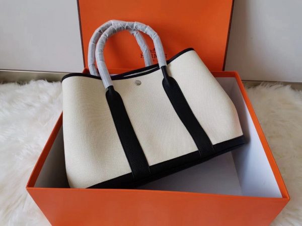 Hermes Garden Party size 36 white x striped black Bag 1