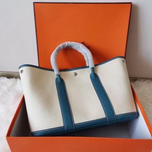 Hermes Garden Party size 36 white x striped blue Bag 15