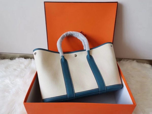 Hermes Garden Party size 36 white x striped blue Bag 7