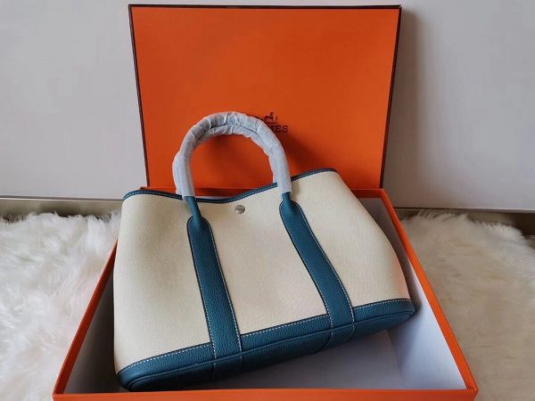 Hermes Garden Party size 36 white x striped blue Bag 1