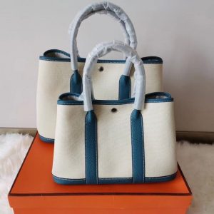 Hermes Garden Party size 36 white x striped blue Bag 17