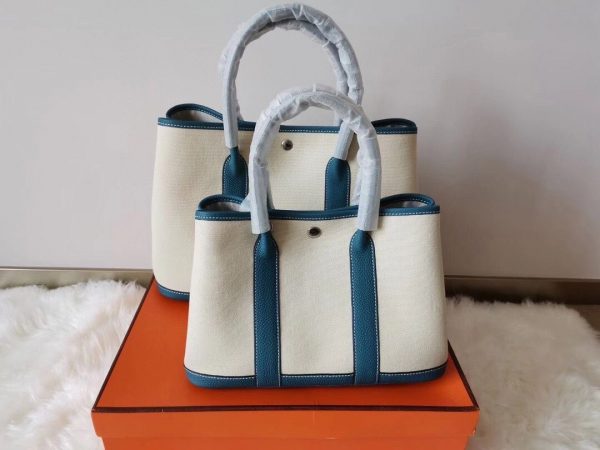 Hermes Garden Party size 36 white x striped blue Bag 9