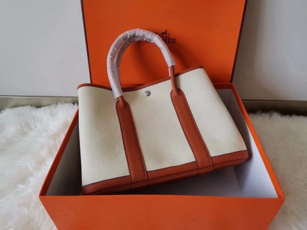 Hermes Garden Party size 36 white x striped orange Bag 1