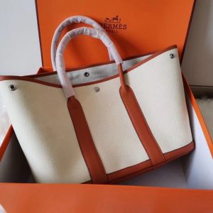 Hermes Garden Party size 36 white x striped orange Bag 15